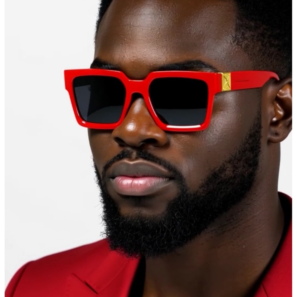 Red Square Sunglasses Bold Frame Gold Outdoor‎ Driving Shades Rojo Gafas Lentes